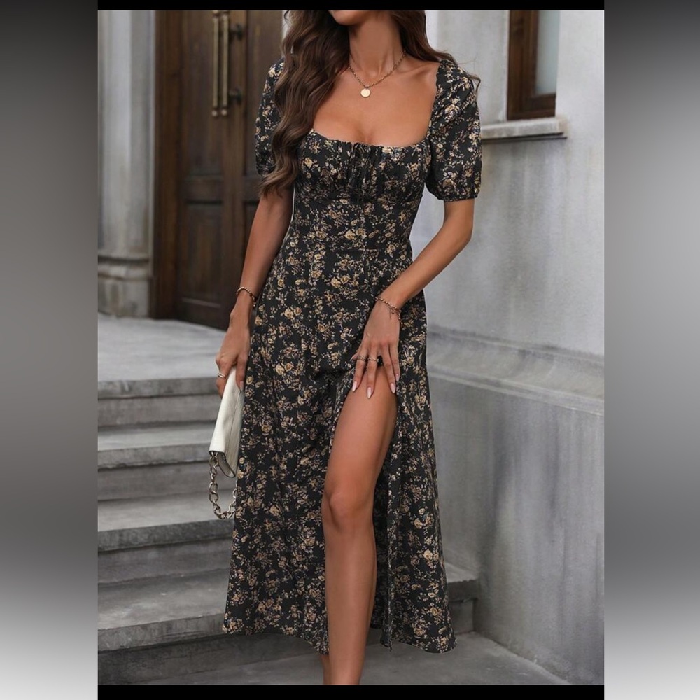 Floral Black Dress